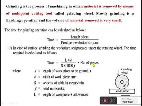 surface grinding machining time calculation